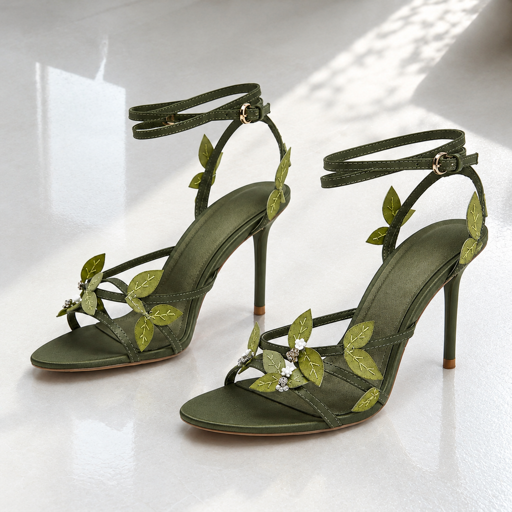 Olive Green Stiletto High Heel Sandal in Pakiatan