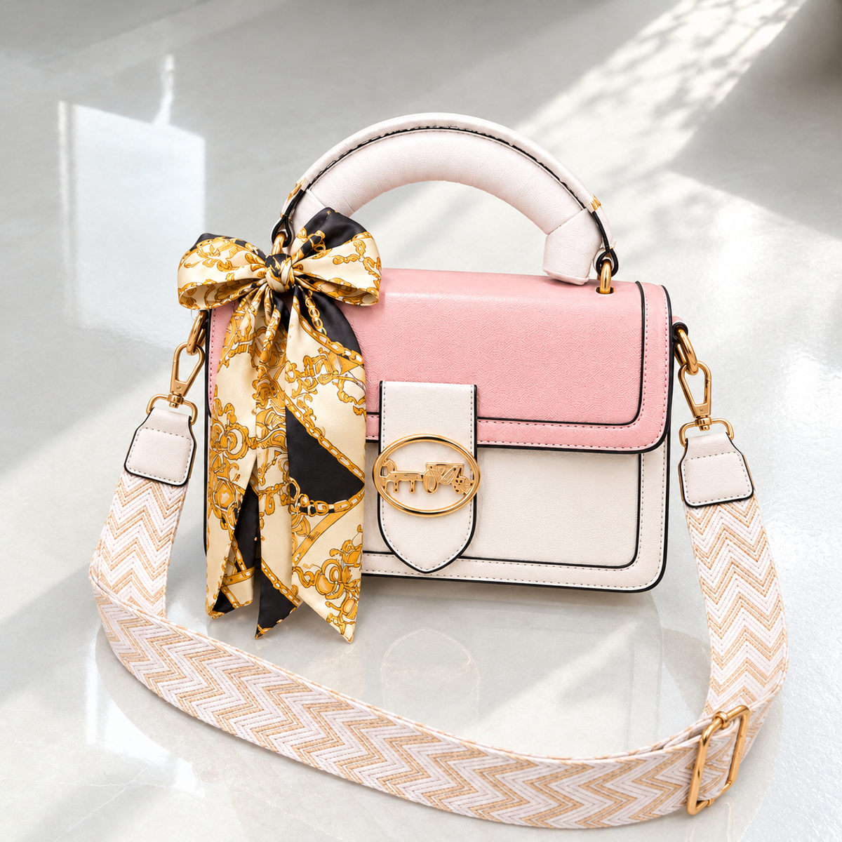 FS Scarf Detail Top Handle Shoulder Bag | Imported