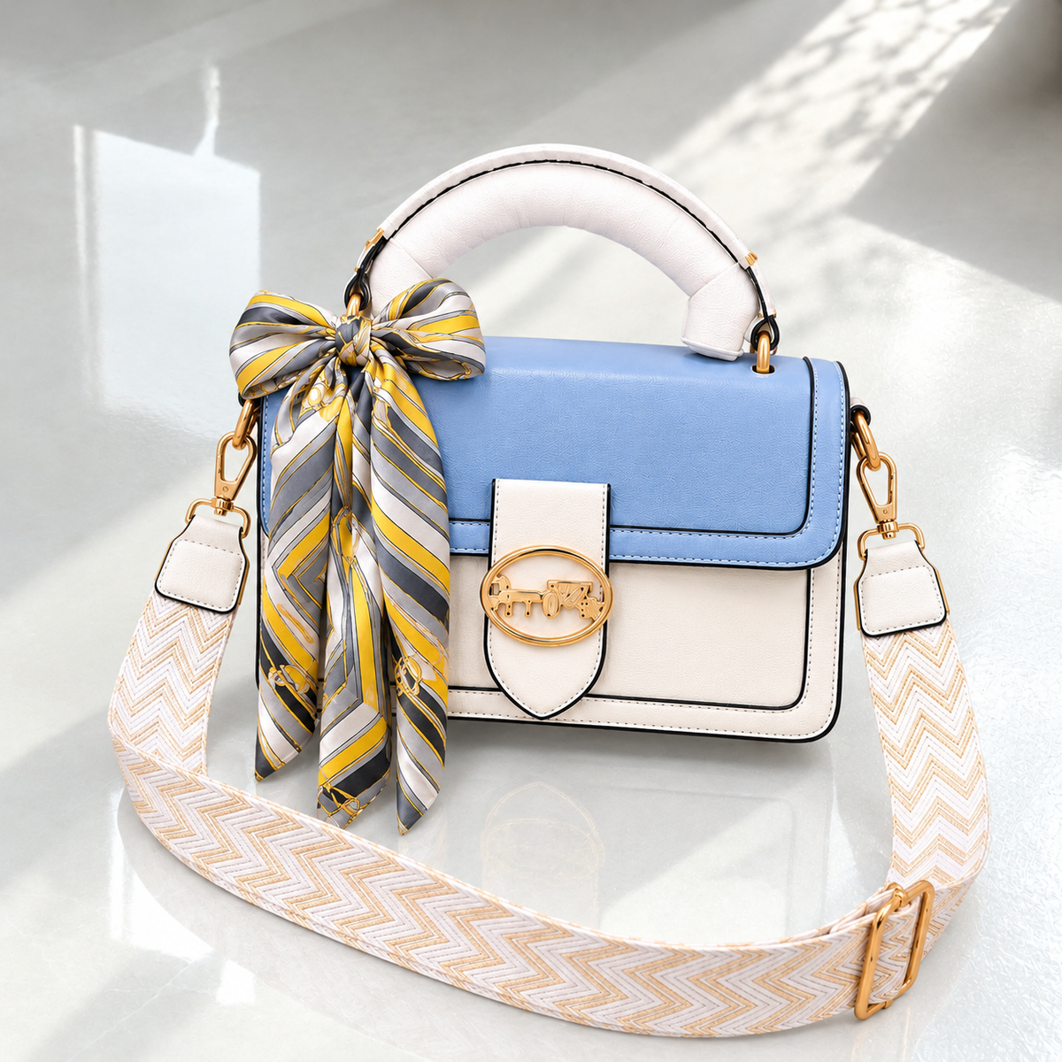 FS Scarf Detail Top Handle Shoulder Bag | Imported