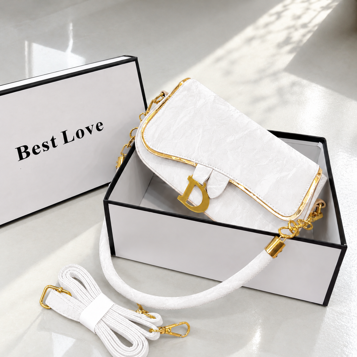 FS Textured Gold Hardware Flap Bag | Imported