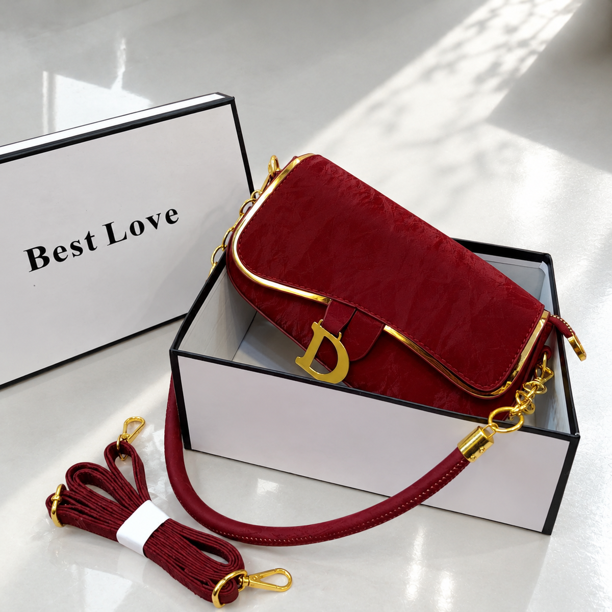 FS Textured Gold Hardware Flap Bag | Imported