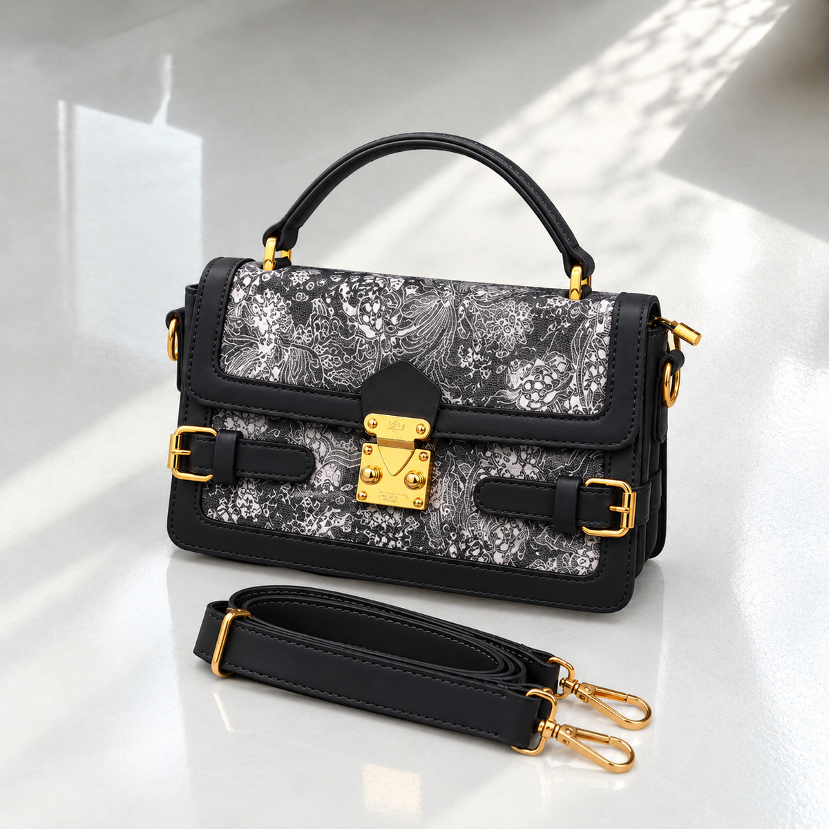 FS Vintage Print Handbag | Imported