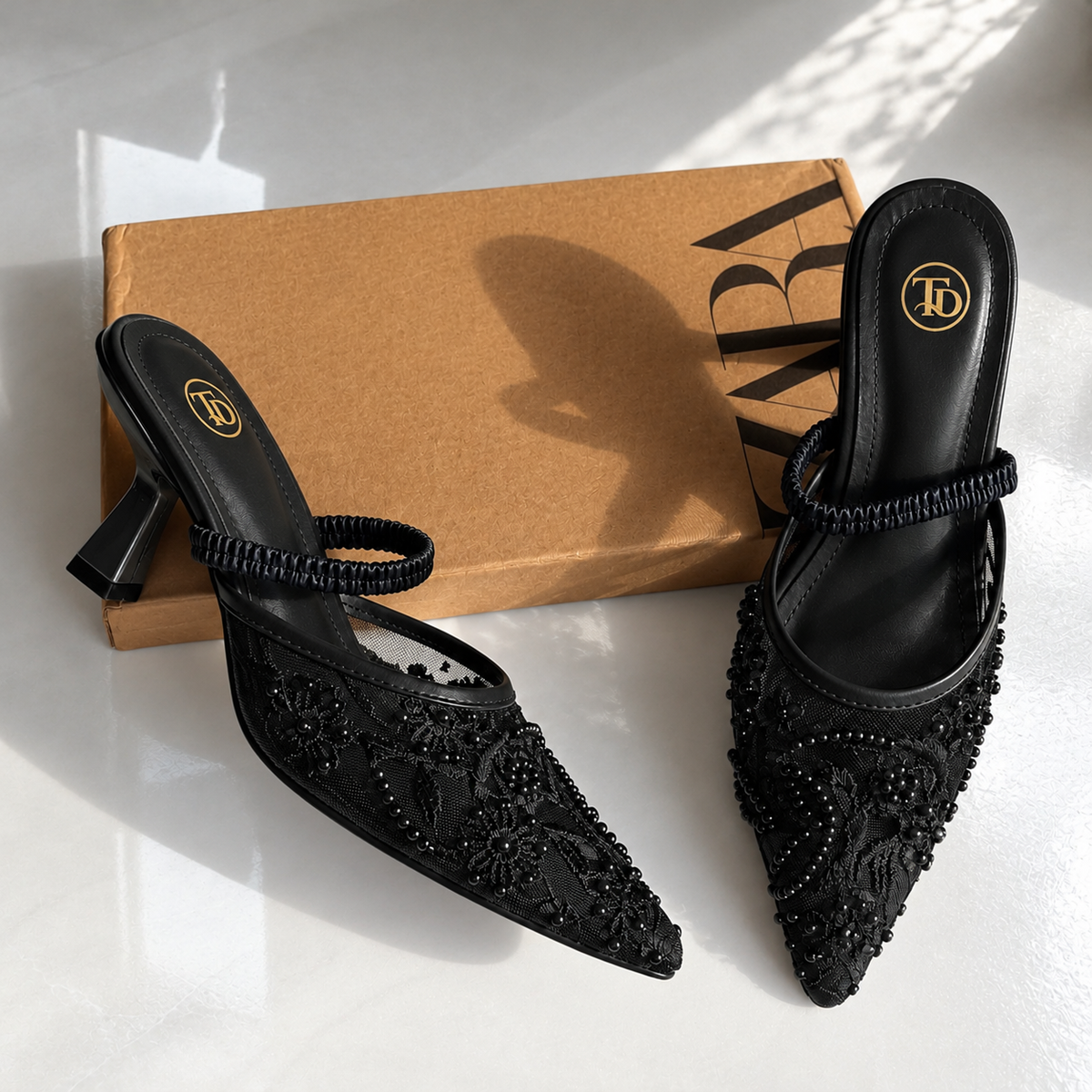 ZA Embroidered Net Heel | 14% OFF