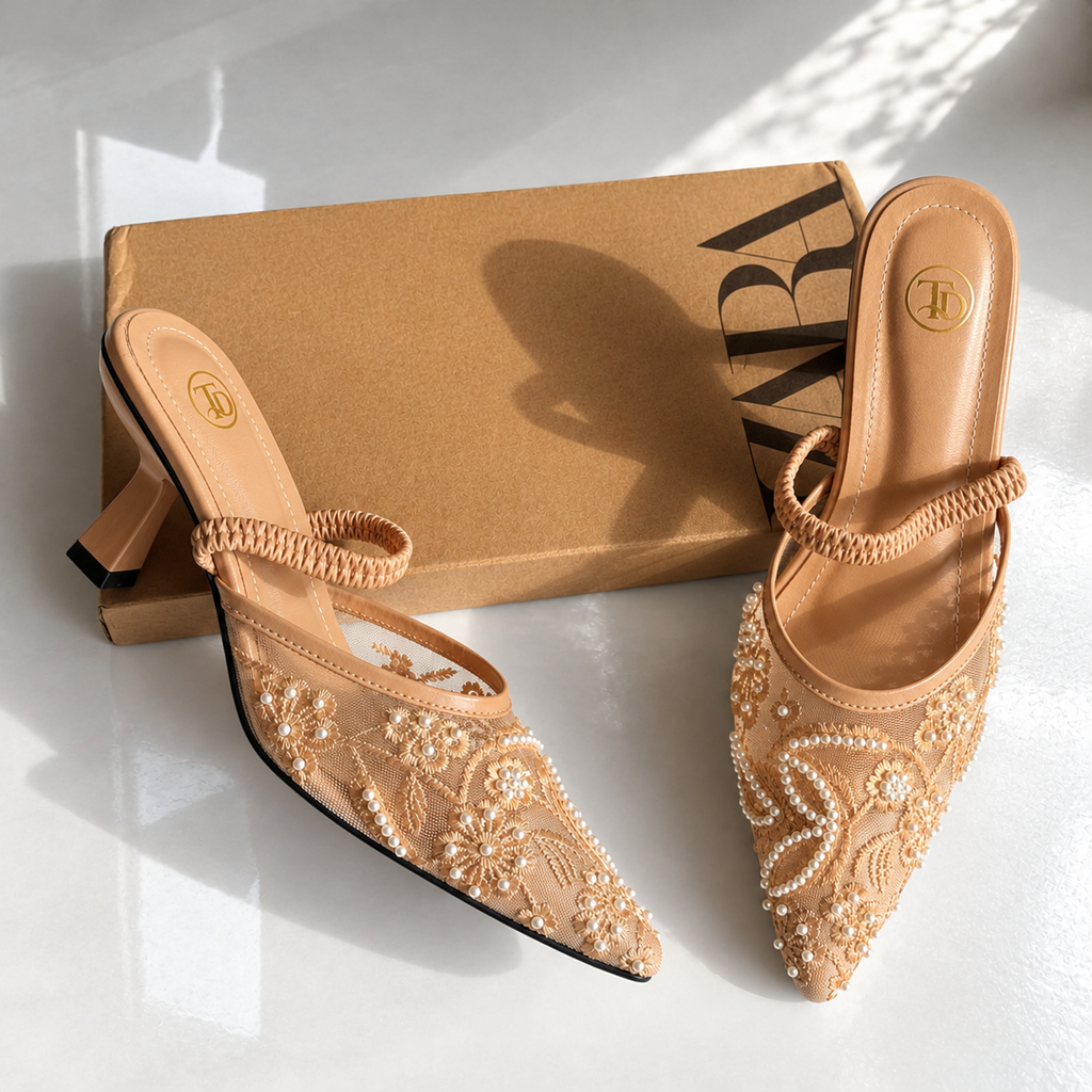 ZA Embroidered Net Heel | 14% OFF