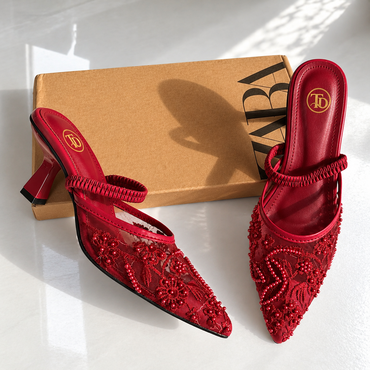 ZA Embroidered Net Heel | 14% OFF