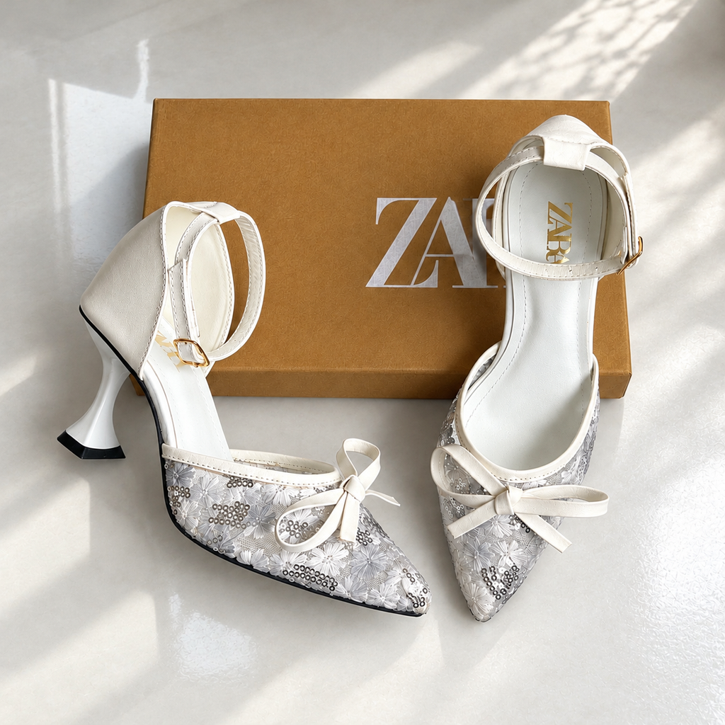 ZA Bow Sequin Heel  | 17% OFF