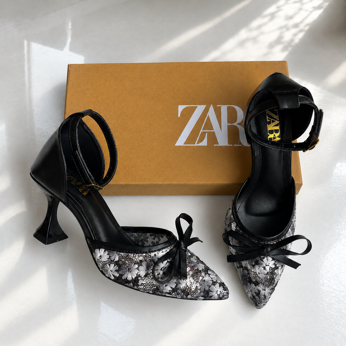 ZA Bow Sequin Heel  | 17% OFF