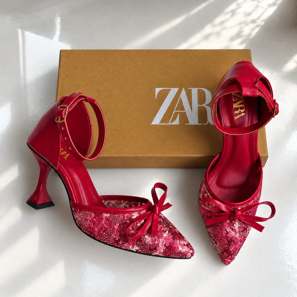 ZA Bow Sequin Heel  | 17% OFF