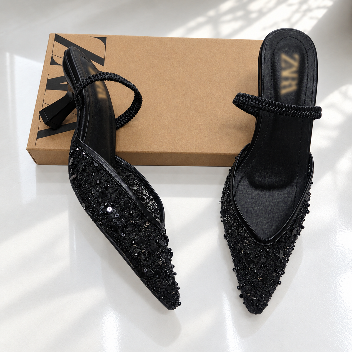 ZA Mesh Beaded Slingback Heel | 14% OFF