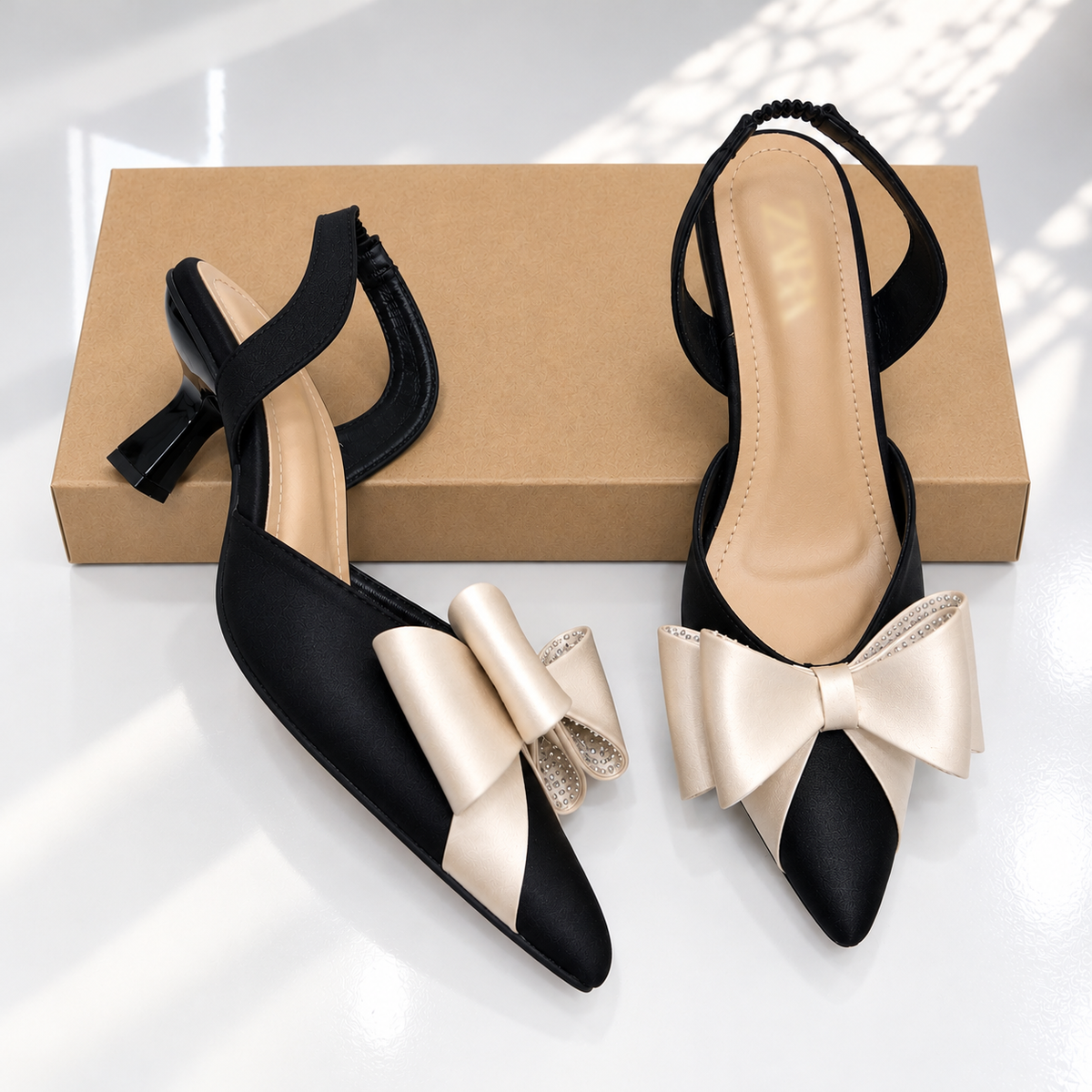 ZA Le Cadeau Satin Slingbacks Heel