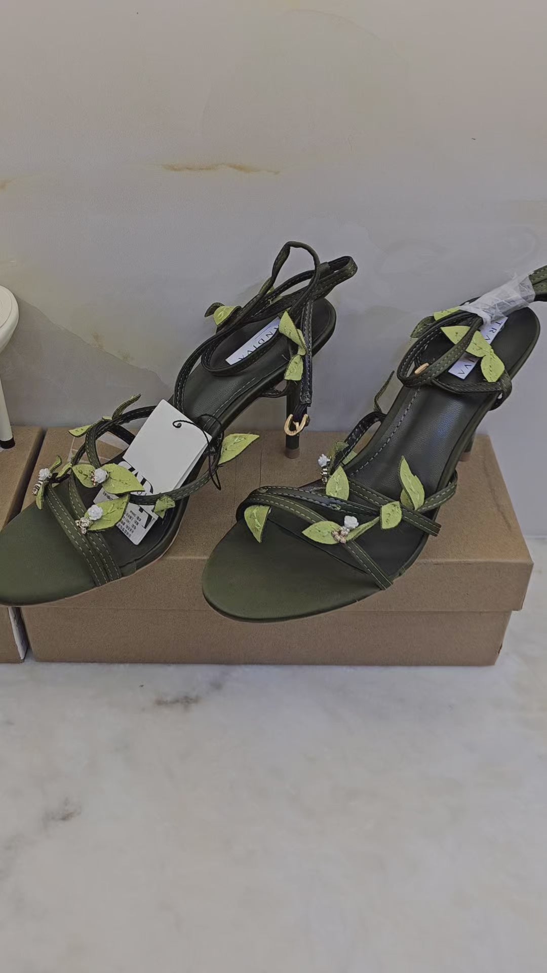 ZA Olive Green Stiletto High Heel Sandal | Imported | 41% OFF