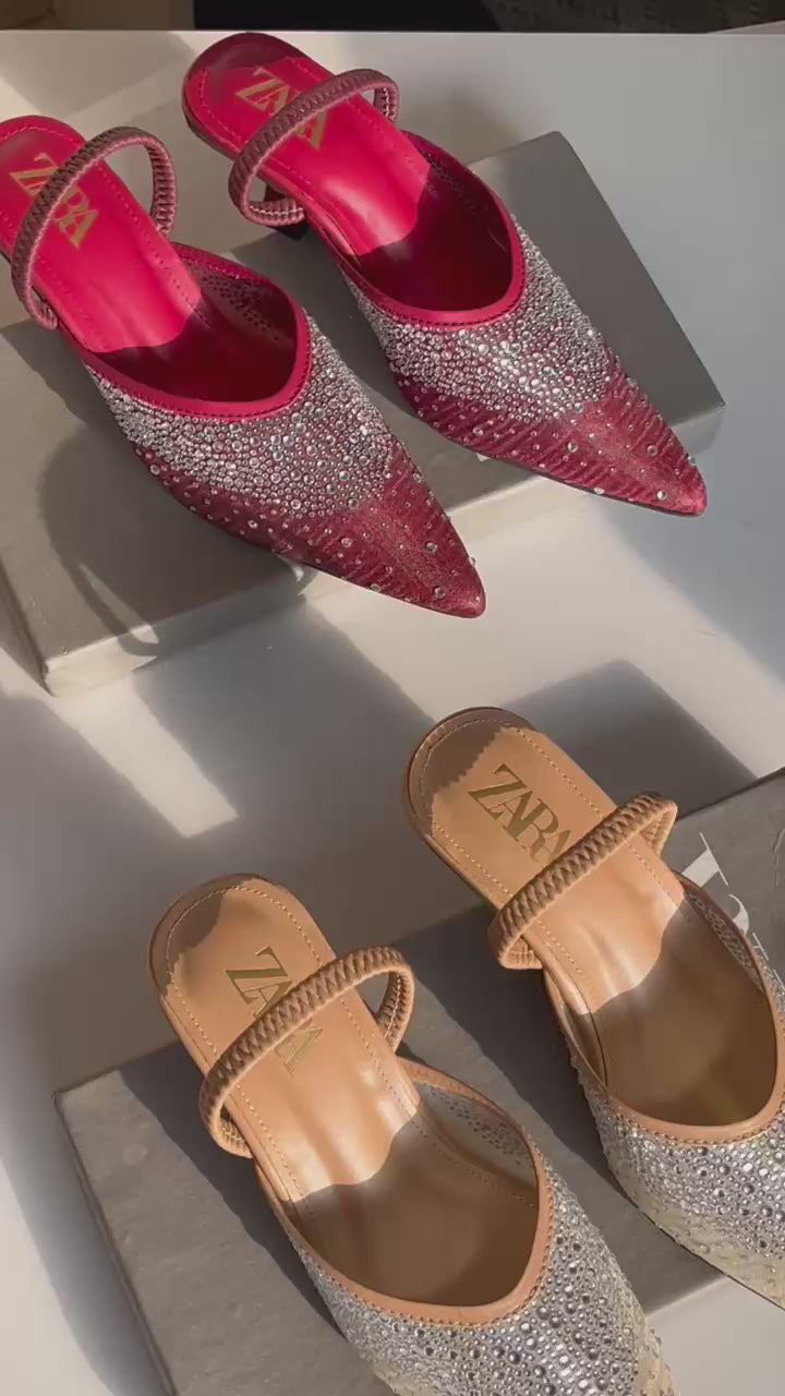 ZA Crystal Mule Heels