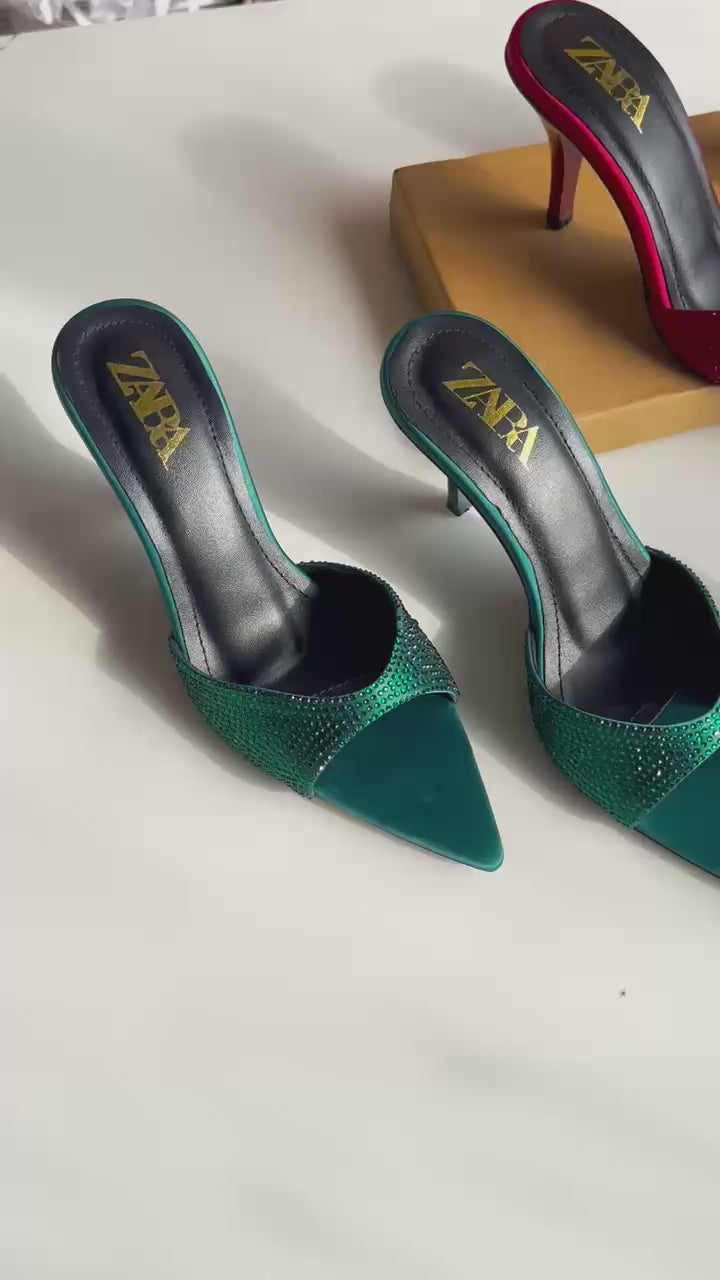 ZA Rhinestone Pointed Heels