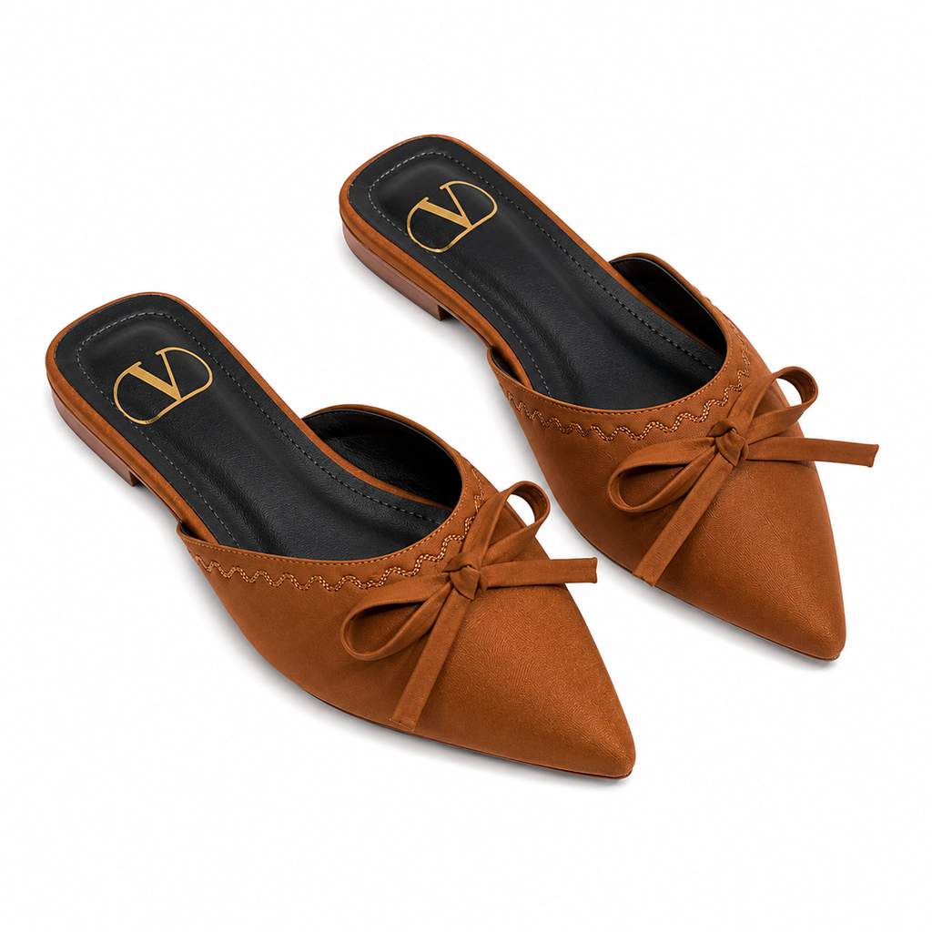 VO Bow Pointed Flat Mule