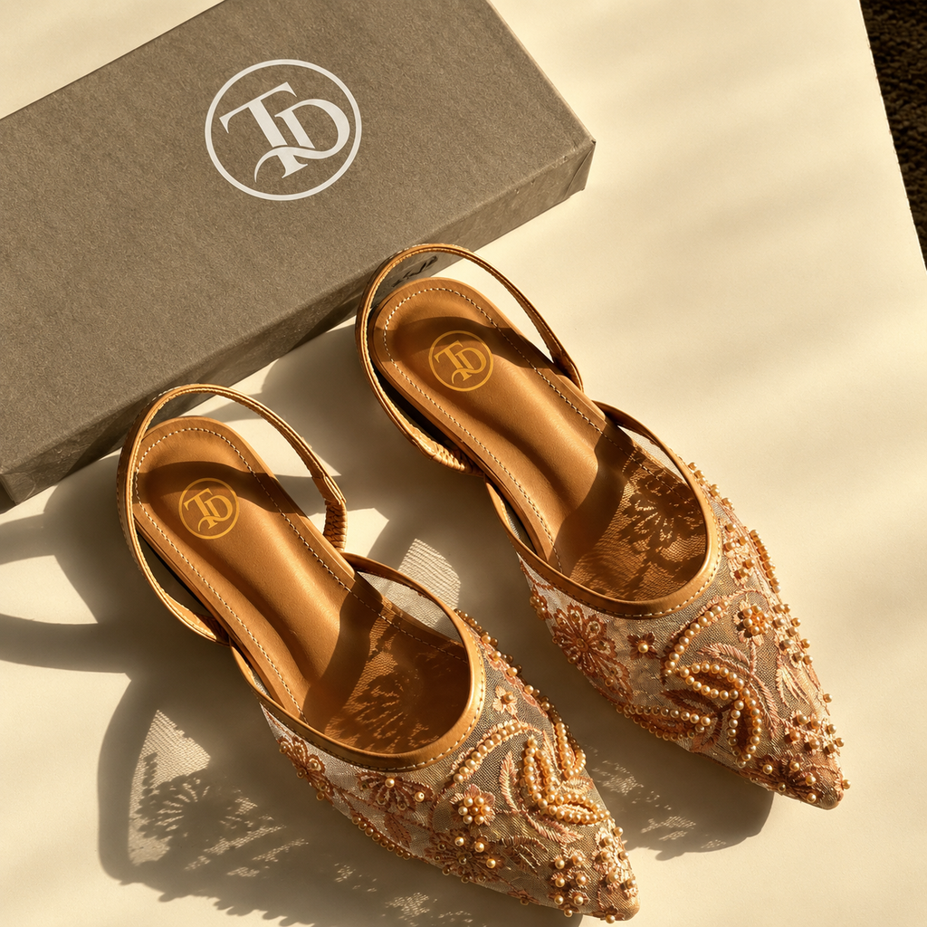 ZA Embroidered Net Flat | 15% OFF