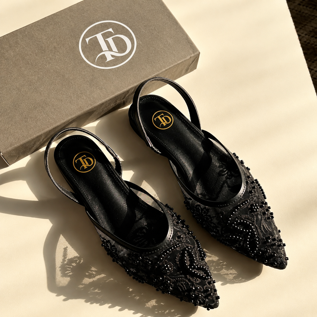 ZA Embroidered Net Flat | 15% OFF