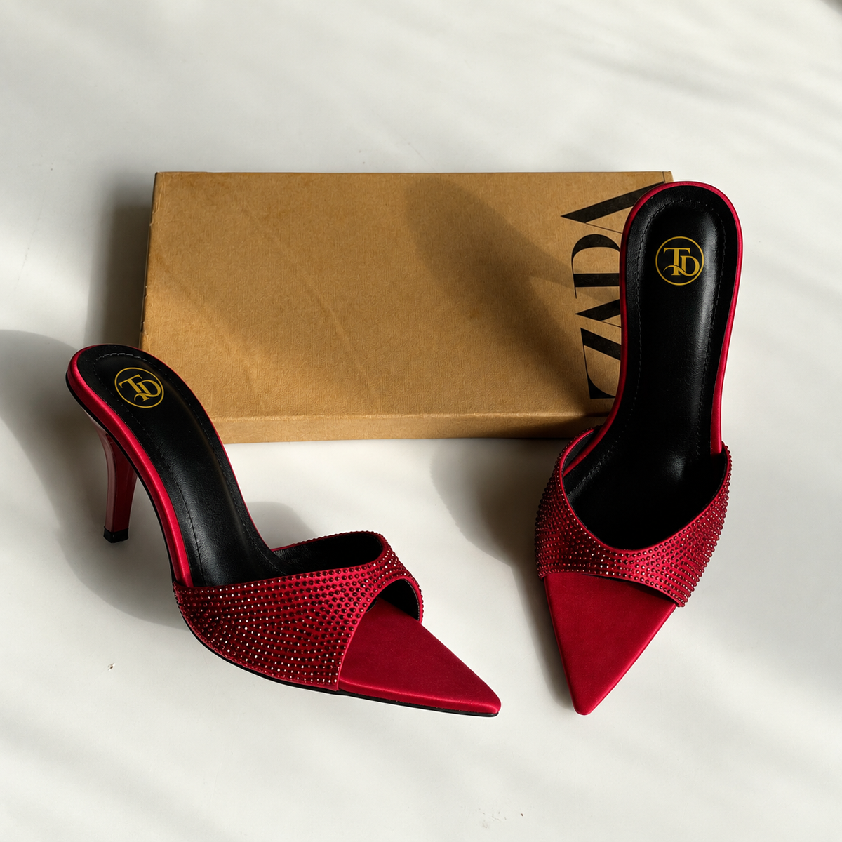 ZA Rhinestone Pointed Heels | 14% OFF