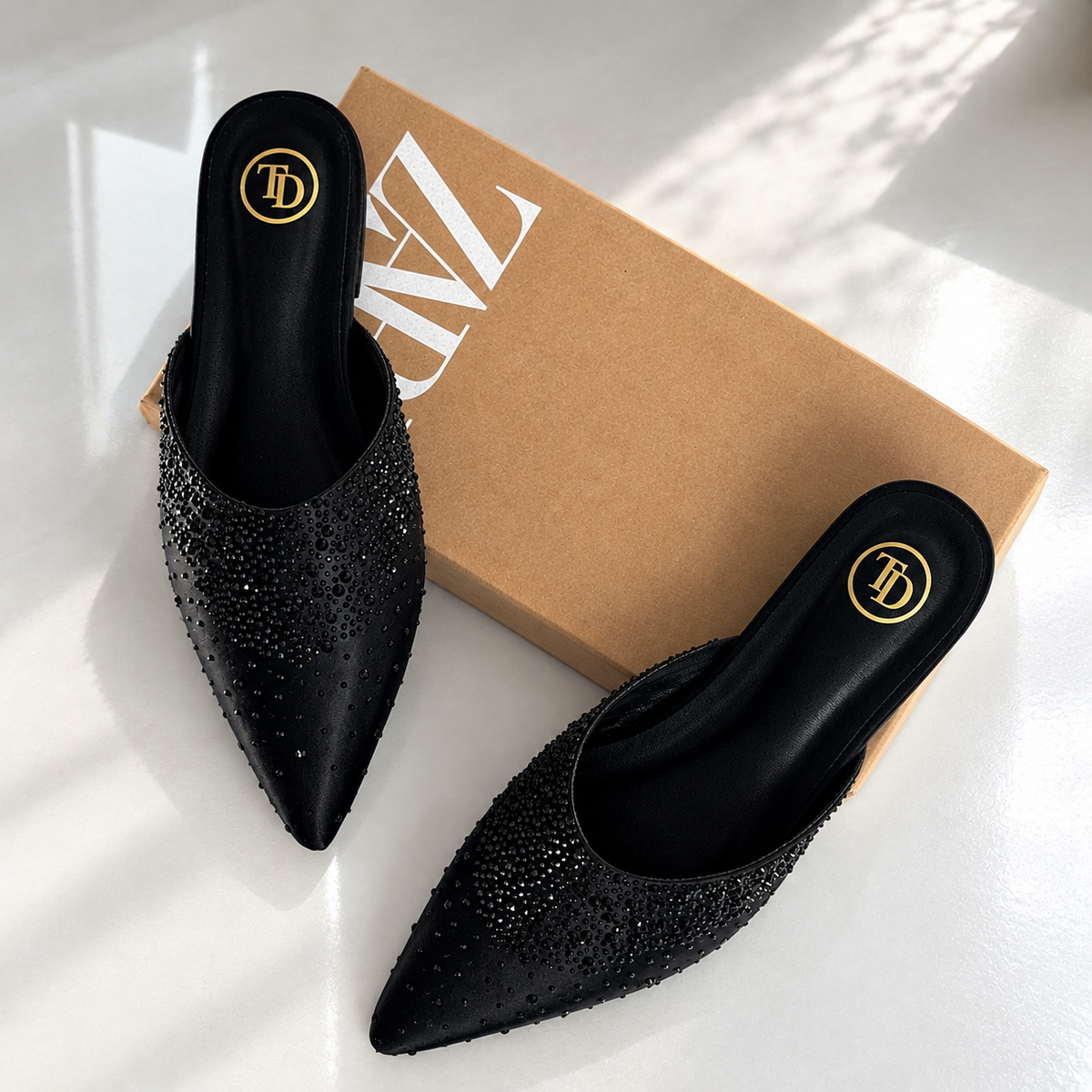 ZA Crystal Embellished Pointed Flat | 15% OFF