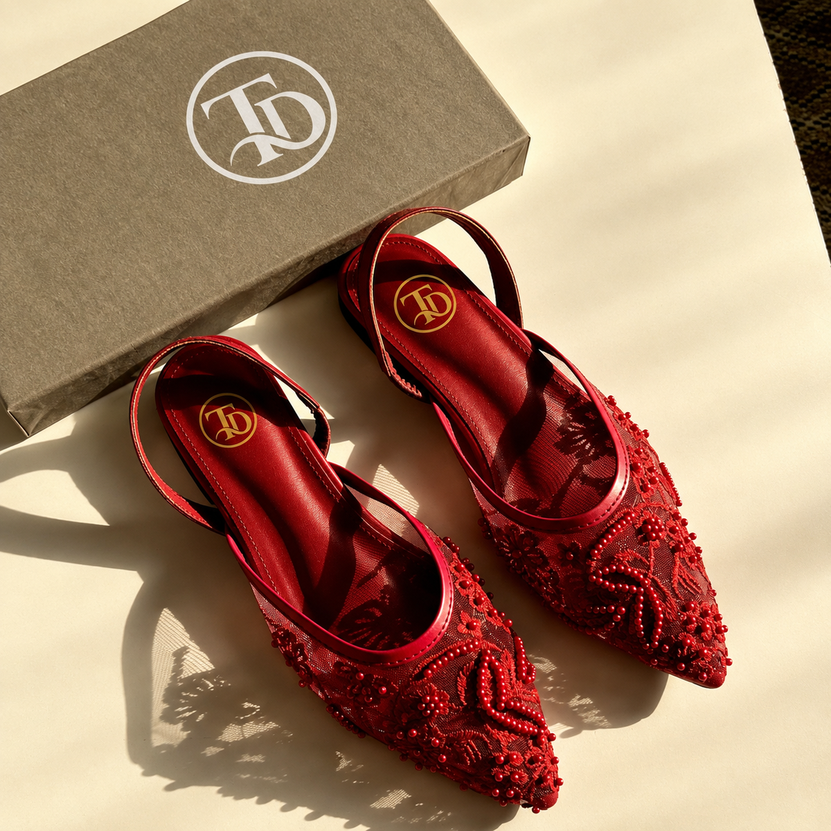 ZA Embroidered Net Flat | 15% OFF