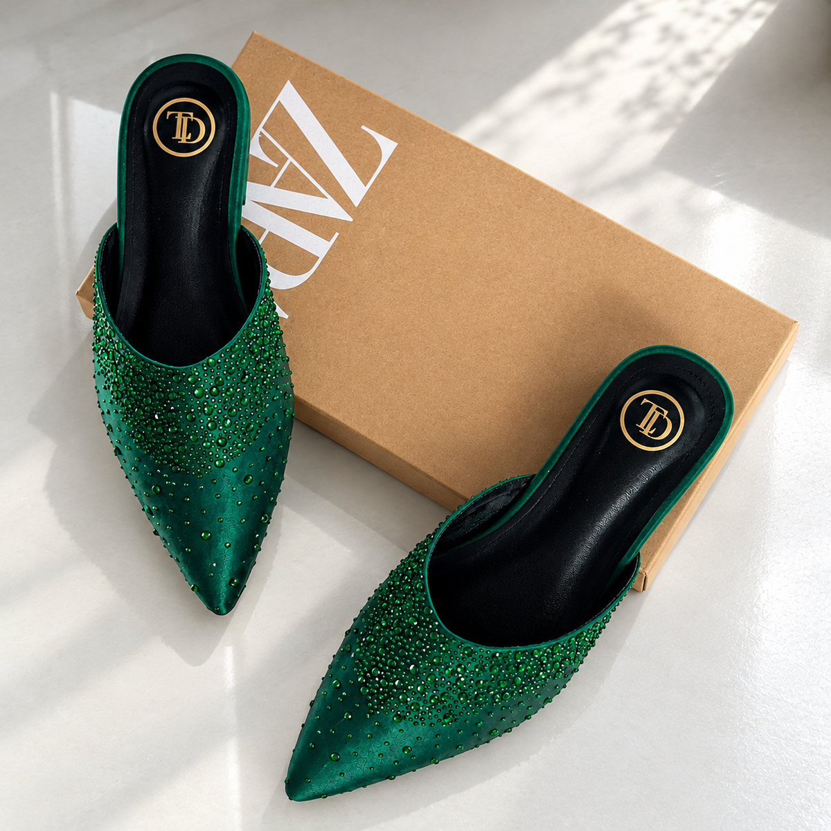 ZA Crystal Embellished Pointed Flat | 15% OFF