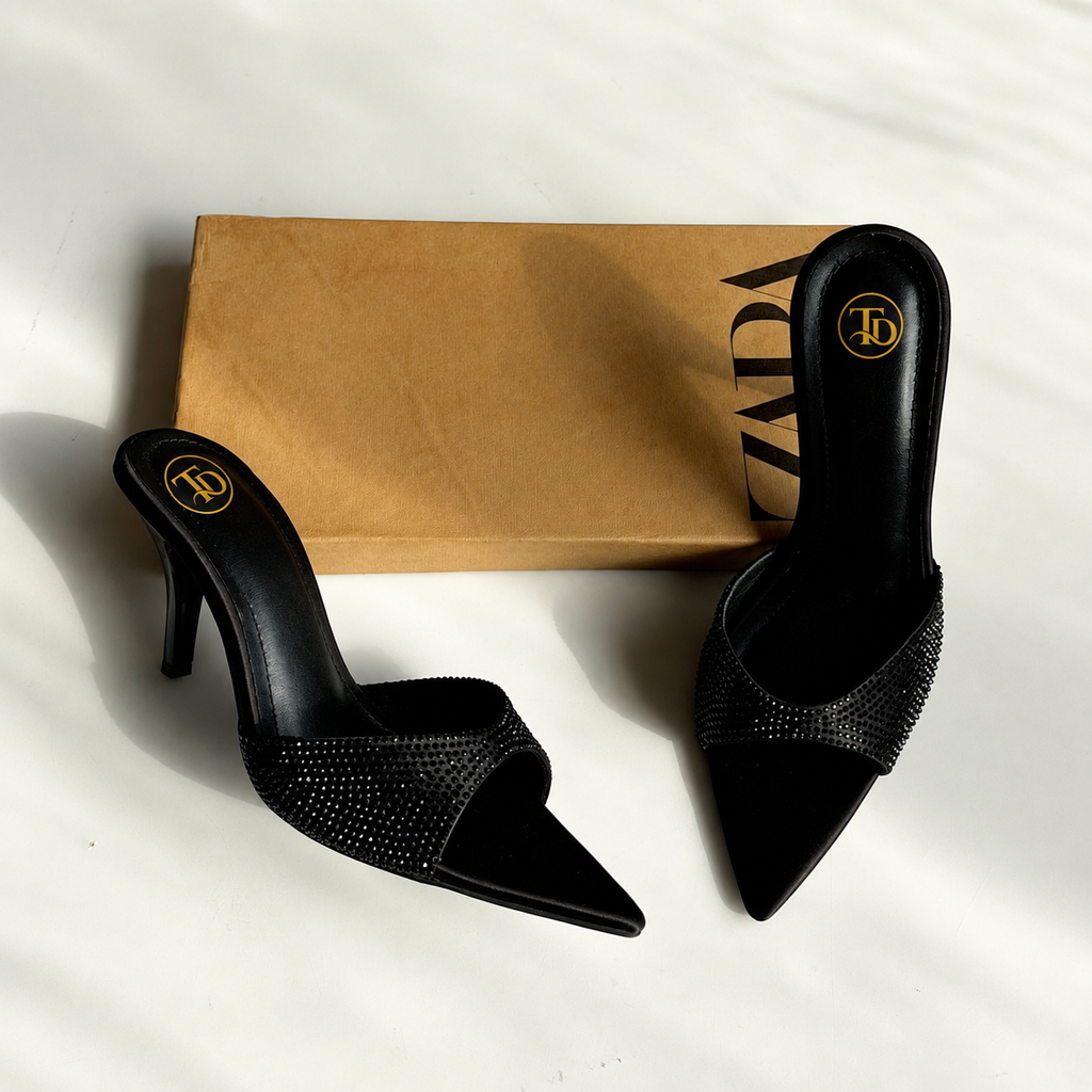 ZA Rhinestone Pointed Heels | 14% OFF