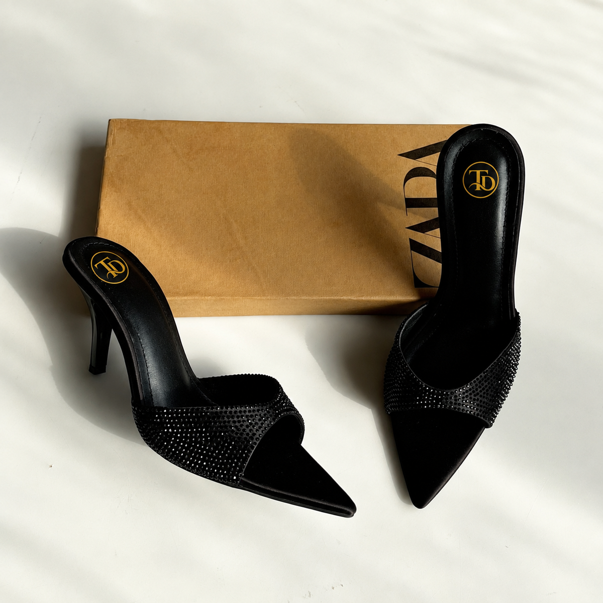 ZA Rhinestone Pointed Heels | 14% OFF
