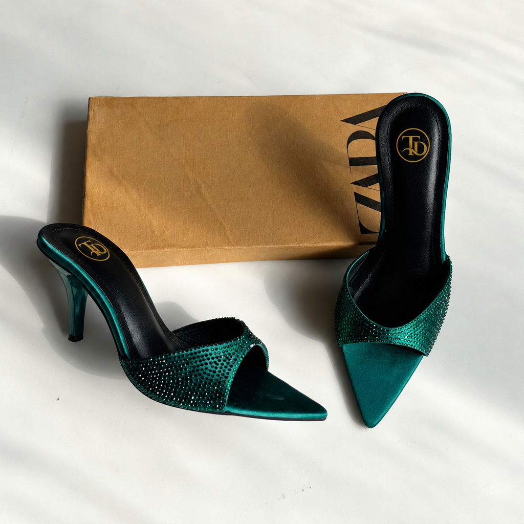 ZA Rhinestone Pointed Heels | 14% OFF