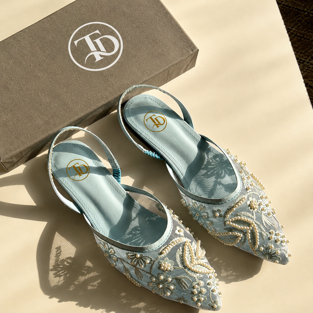 ZA Embroidered Net Flat | 15% OFF