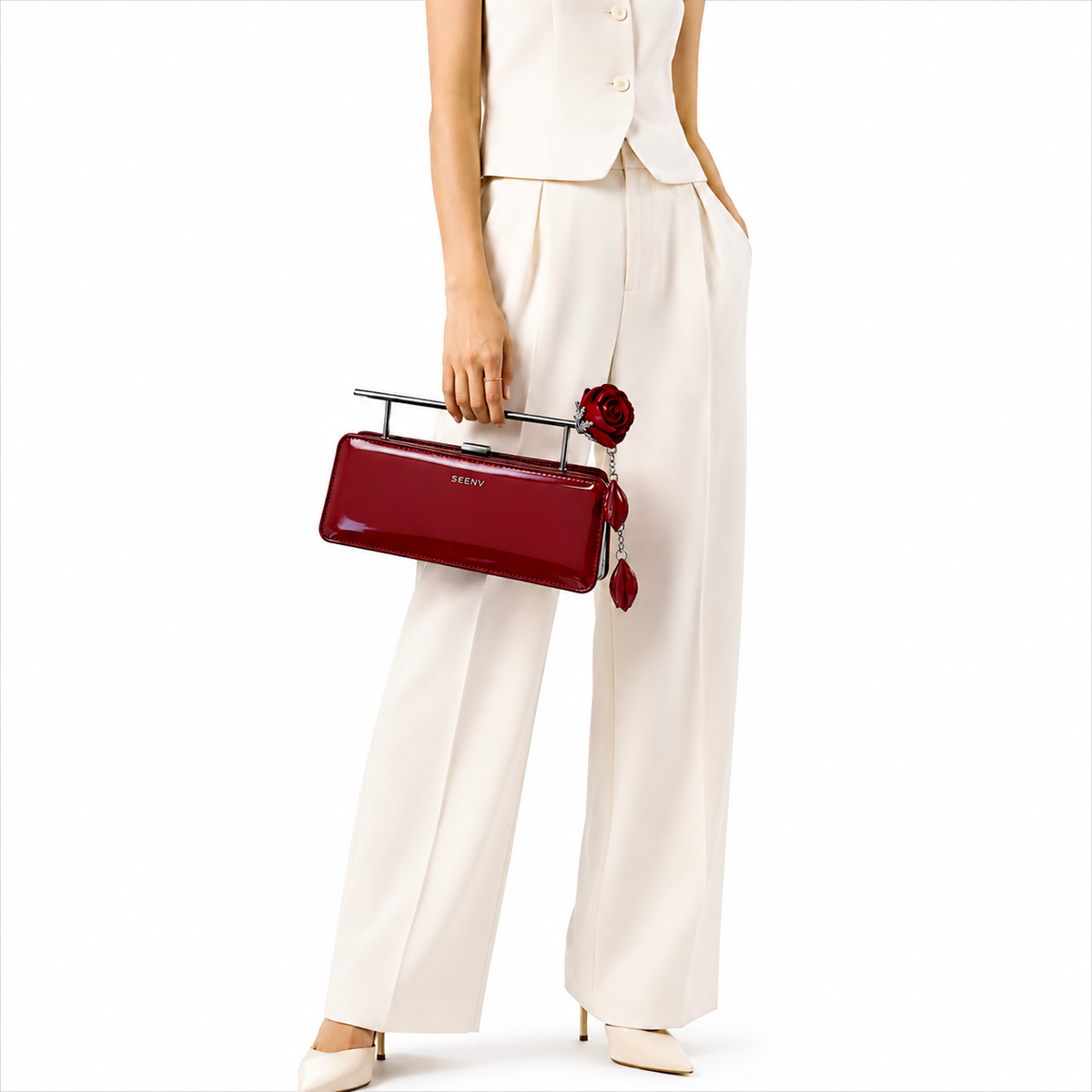 SN Rose Metal Handle Clutch | Imported | 25% OFF