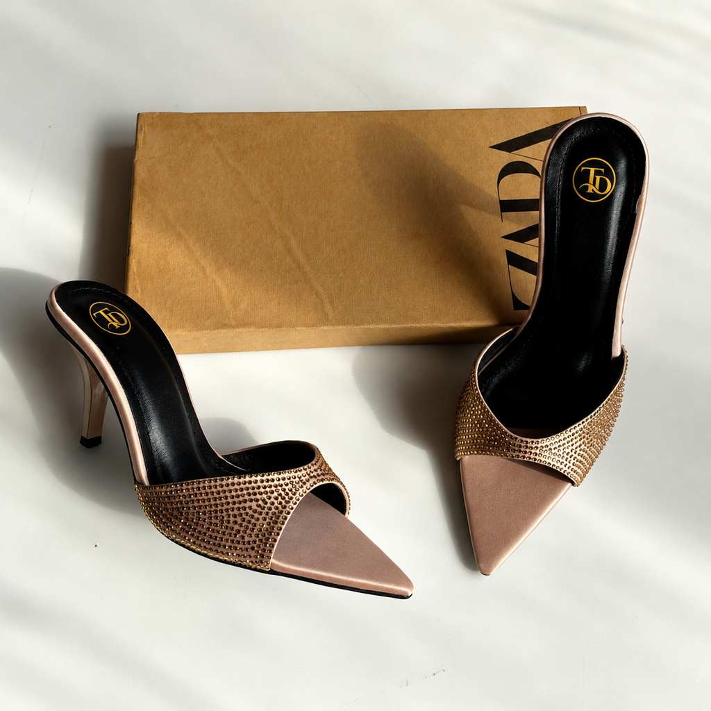 ZA Rhinestone Pointed Heels | 14% OFF