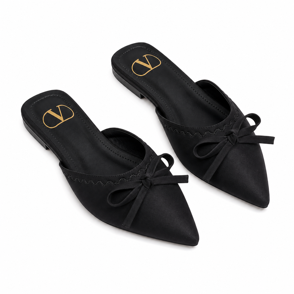VO Bow Pointed Flat Mule