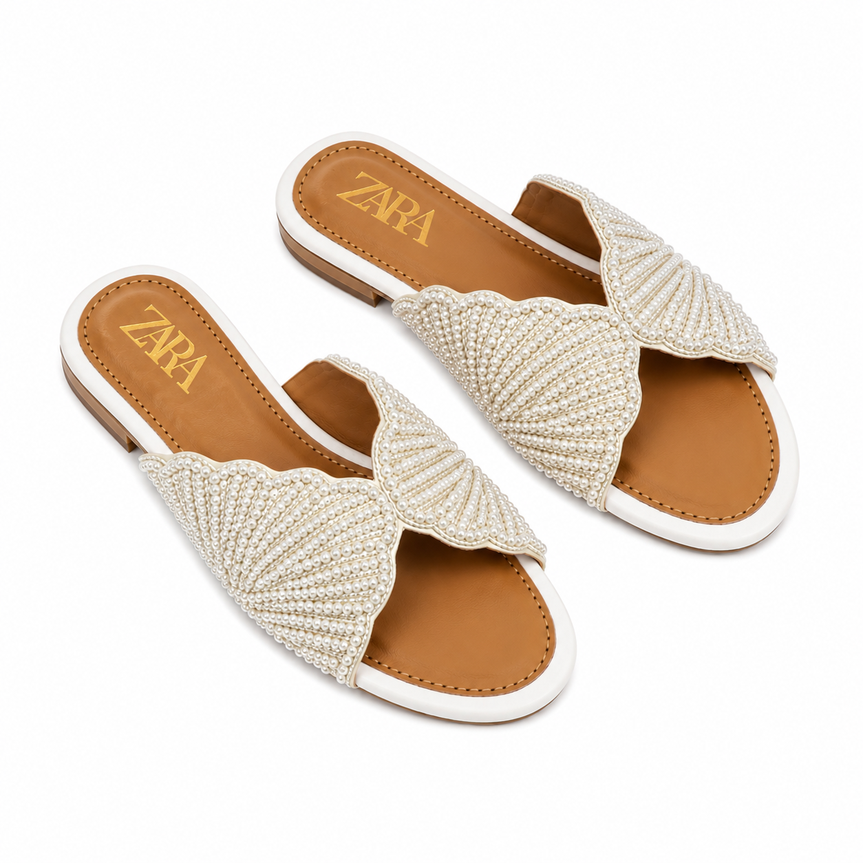 ZA Faux Pearl Flats  | 9% OFF