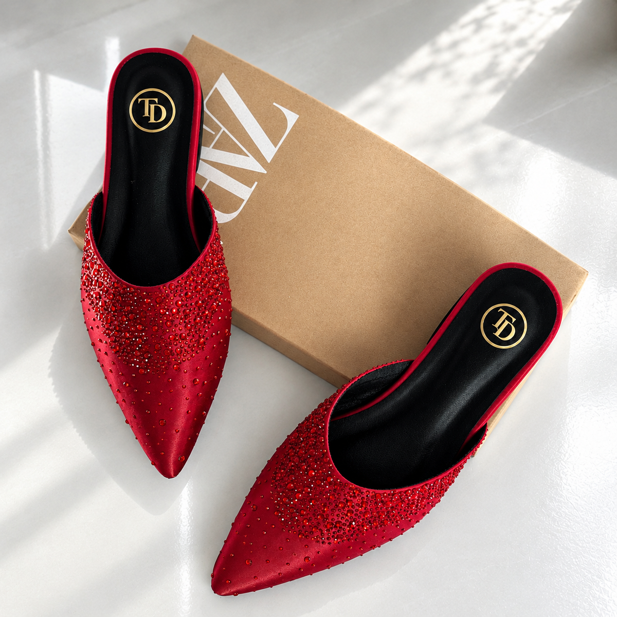 ZA Crystal Embellished Pointed Flat | 15% OFF